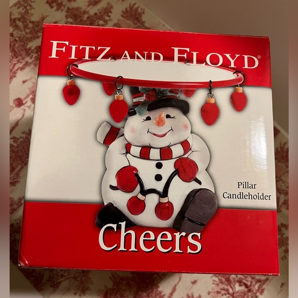 FITZ & FLOYD CHEERS PILLAR CANDLE HOLDER. - Picture 1 of 13